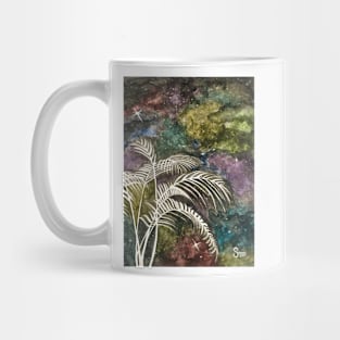 Palm Trees In Space Illustration Mug